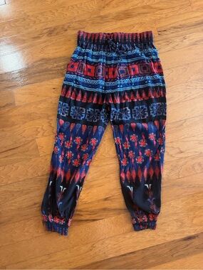 Patrons of Peace Navy & Red Boho harem pants